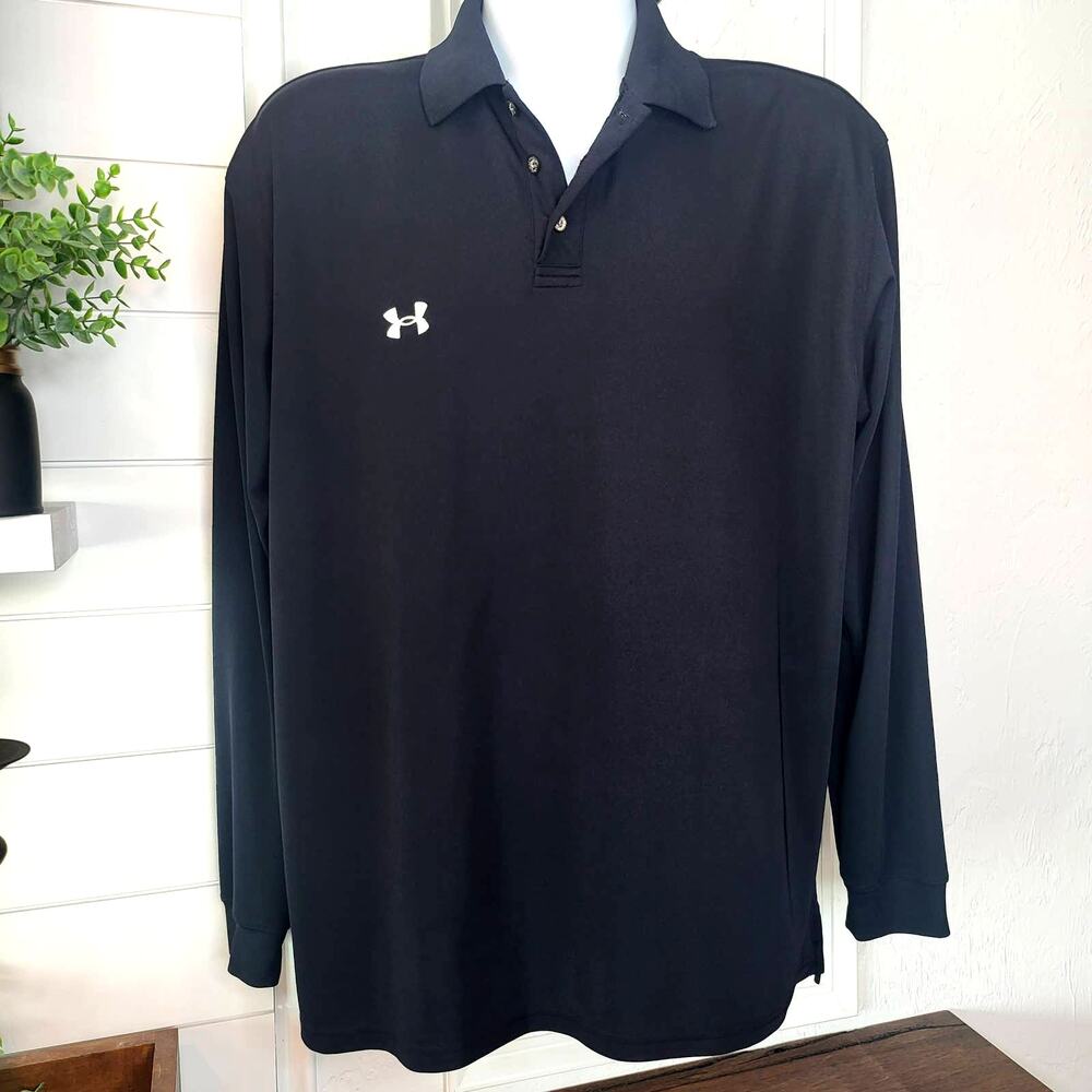 Under Armour Black Shirt Men's Medium Long Sleeve Pullover # 078